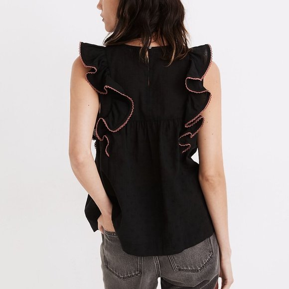Madewell Embroidered Ruffle Shoulder Tank - Sz XXL - NWT - Picture 8 of 8